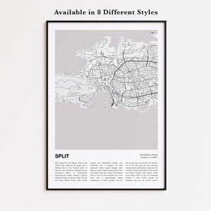 Split Map Print, Split Travel Map, Split Wall Decor Art, Split Split-Dalmatia, Housewarming Gift
