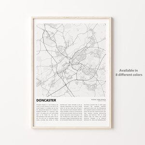 Doncaster Map Print, Doncaster Travel Map, Doncaster Wall Decor Art, Doncaster England, Housewarming Gift