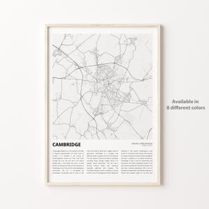 Cambridge Map Print, Cambridge Travel Map, Cambridge Wall Decor Art, Cambridge England, Housewarming Gift
