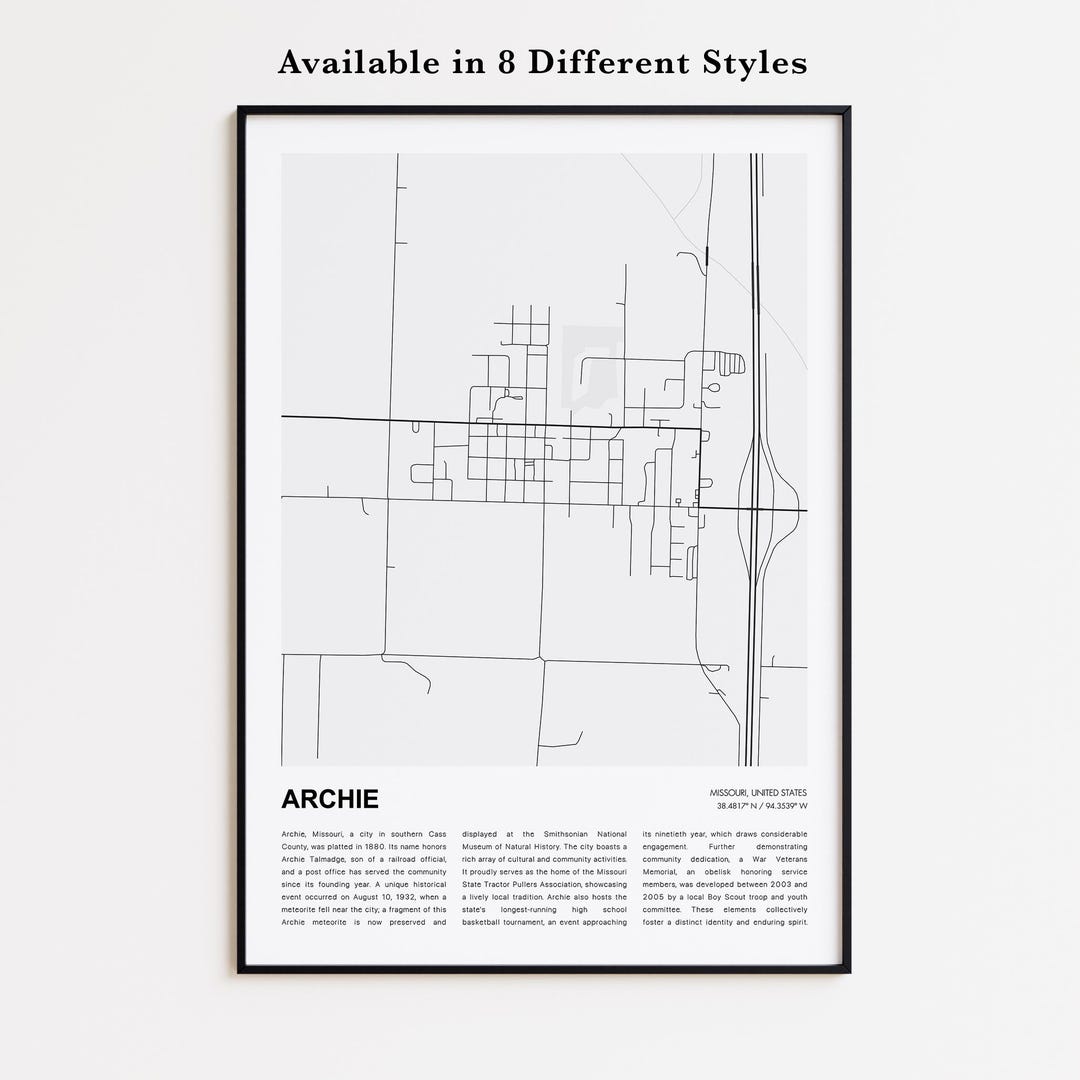 Archie Map Print, Archie Travel Map, Archie Wall Decor Art, Archie ...