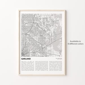 Garland Map Print, Garland Travel Map, Garland Wall Decor Art, Garland Texas, Housewarming Gift