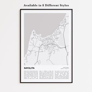 Sayulita Kartendruck, Sayulita Reisekarte, Sayulita Wanddekorkunst, Sayulita Nayarit, Housewarming Geschenk