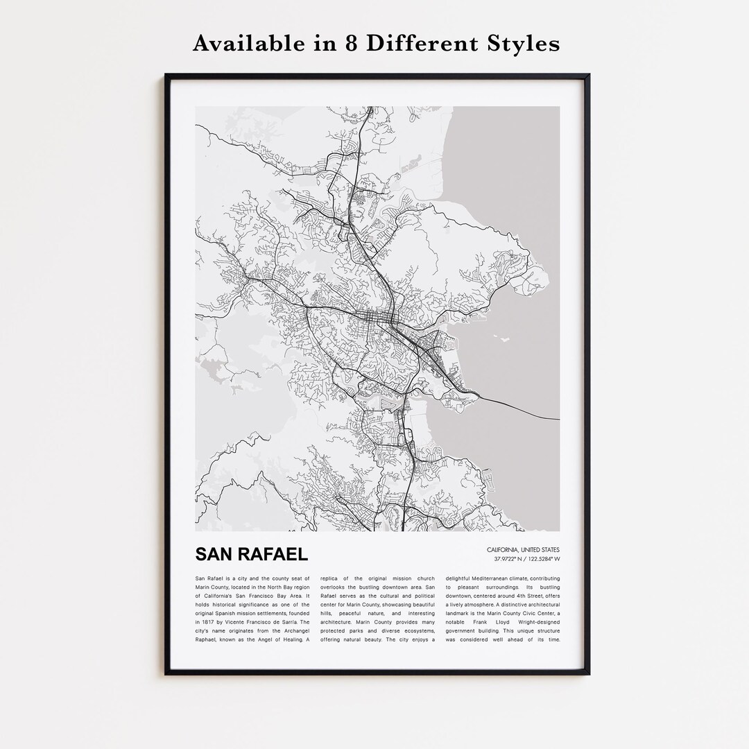 San Rafael Map Print, San Rafael Travel Map, San Rafael Wall Decor Art ...