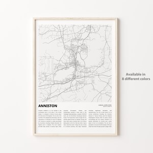 Anniston Karte Druck, Anniston Reisekarte, Anniston Wanddekor Kunst, Anniston Alabama, Housewarming Geschenk Personalisierte Karte Plakat Druck