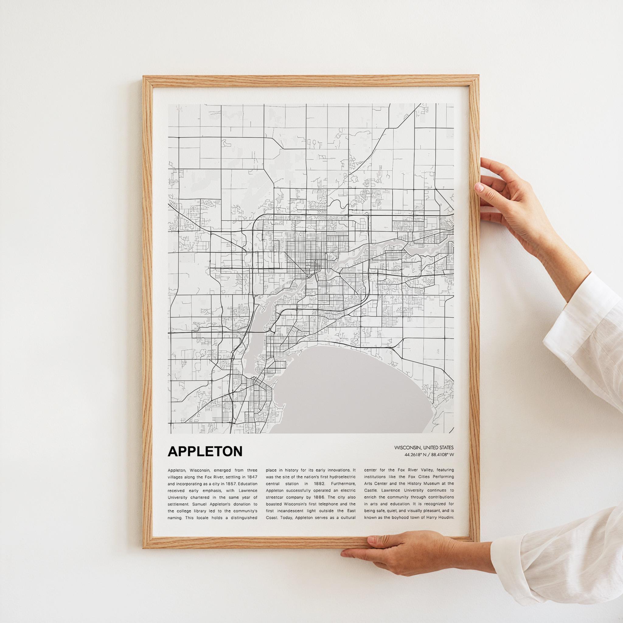 Appleton Map Print, Appleton Travel Map, Appleton Wall Decor Art ...