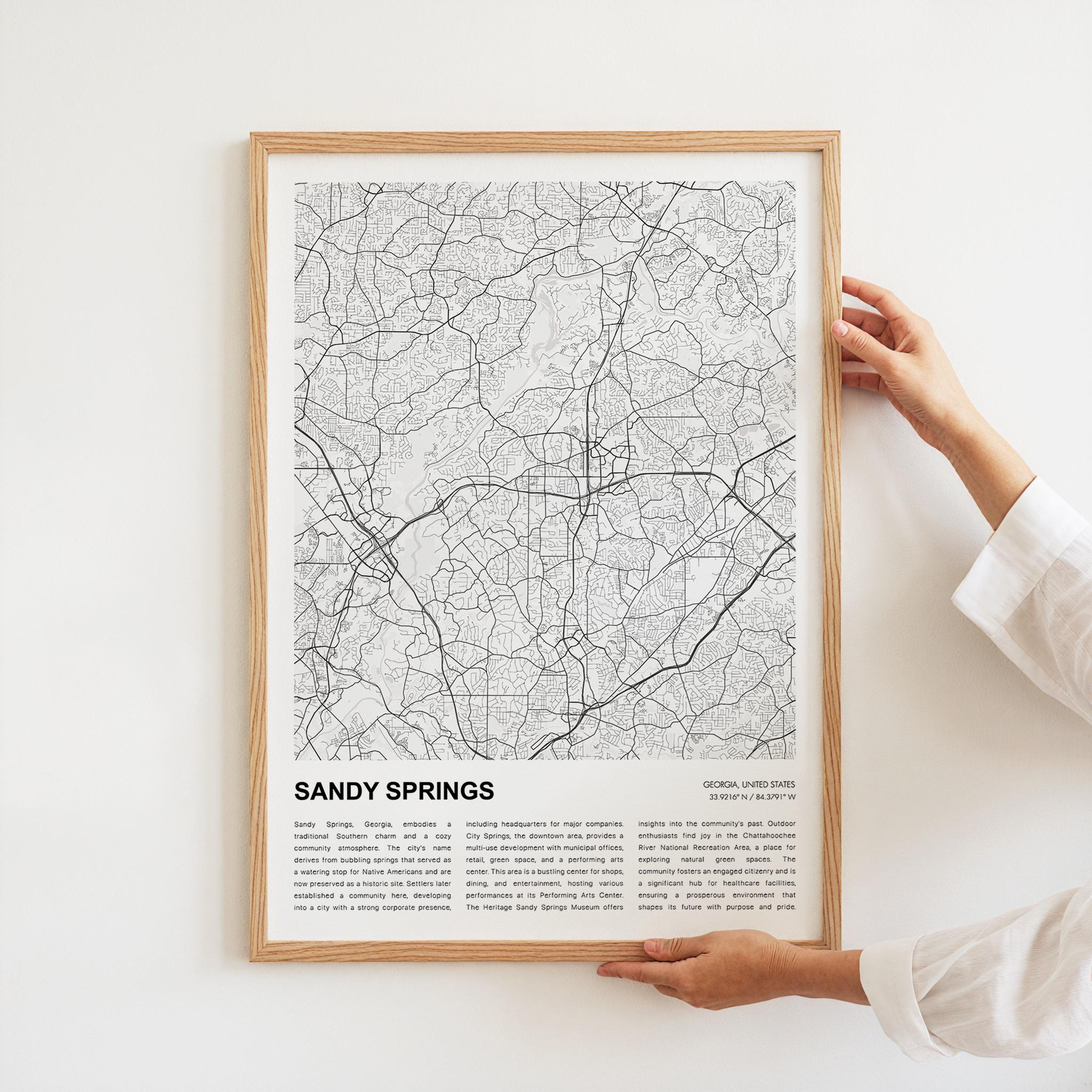Sandy Springs Map Print Sandy Springs Travel Map Sandy Springs Wall Il Jcle 
