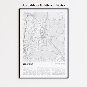 Amherst Karte Druck, Amherst Reisekarte, Amherst Wanddekor Kunst, Amherst Massachusetts, Housewarming Geschenk Personalisierte Karte Poster Druck