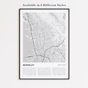 Berkeley Map Print, Berkeley Travel Map, Berkeley Wall Decor Art, Berkeley California, Housewarming Gift