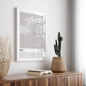 スプリットの地図プリント、スプリットの旅行地図、スプリットの壁飾りアート、スプリット スプリット・ダルマチア、新築祝いのギフト 画像 5