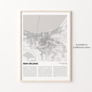 New Orleans Karte, New Orleans Reise Karte, New Orleans Wanddekor Kunst, New Orleans Louisiana, Einweihungsparty Geschenk