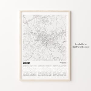 Impresión de mapa de Sylhet, mapa de viaje de Sylhet, arte de decoración de pared de Sylhet, Sylhet Sylhet, regalo de inauguración de la casa