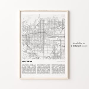 Ontario Map Print, Ontario Travel Map, Ontario Wall Decor Art, Ontario California, Housewarming Gift