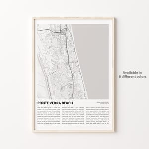 Ponte Vedra Beach kaart afdrukken, Ponte Vedra Beach reiskaart, Ponte Vedra Beach muur decor kunst, Ponte Vedra Beach Florida, housewarming cadeau