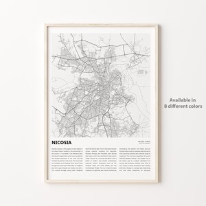 Nikosia Karte Drucken, Nikosia Reisekarte, Nikosia Wanddekor Kunst, Nikosia Nikosia, Housewarming Geschenk