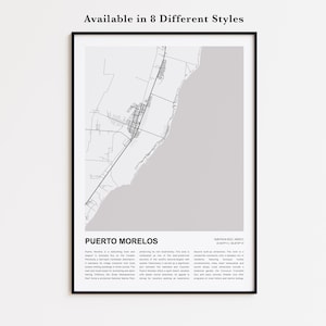 Impression de carte de Puerto Morelos, carte de voyage de Puerto Morelos, art déco murale Puerto Morelos, Puerto Morelos Quintana Roo, cadeau de pendaison de crémaillère