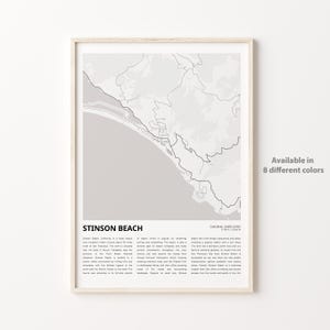 Impression de carte de Stinson Beach, carte de voyage de Stinson Beach, art déco murale Stinson Beach, Stinson Beach en Californie, cadeau de pendaison de crémaillère