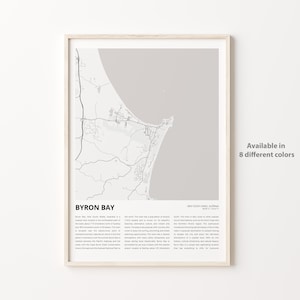 Byron Bay Map Print, Byron Bay Map Print, Byron Bay Wall Decor Art, Byron Bay New South Wales, Housewarming Geschenk