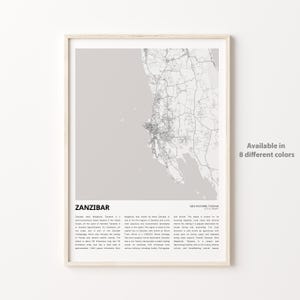 Zanzibar Map Print, Zanzibar Travel Map, Zanzibar Wall Decor Art, Zanzibar Mjini Magharibi, Housewarming Gift