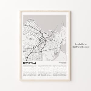 Townsville Map Print, Townsville Travel Map, Townsville Wall Decor Art, Townsville Queensland, Housewarming Gift