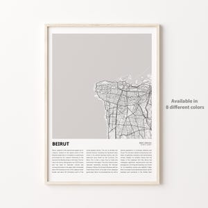 Beirut Map Print, Beirut Travel Map, Beirut Wall Decor Art, Beirut Beirut, Housewarming Gift Personalized Map poster Print