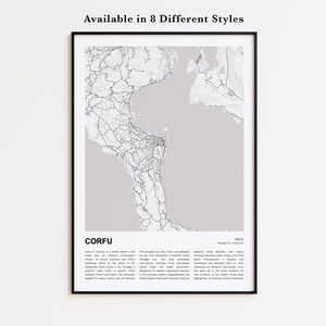 Corfu Map Print, Travel Map, Wall Decor Art, Housewarming Gift