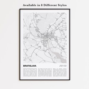 Bratislava Map Print, Bratislava Travel Map, Bratislava Wall Decor Art, Bratislava Bratislava, Housewarming Gift