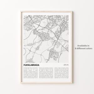 Impresión de mapas de Fuenlabrada, Mapa de viajes de Fuenlabrada, Arte de decoración de pared de Fuenlabrada, Fuenlabrada Madrid, Regalo de bienvenida