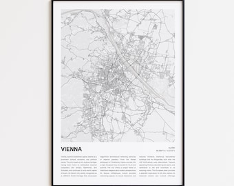オーストリア・ウィーンのイラスト地図（道路、ランドマーク、ハイ
