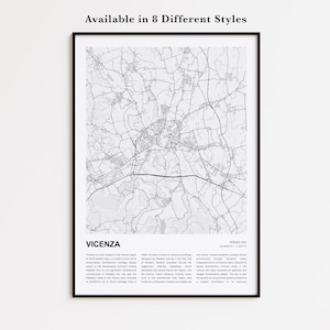 Vicenza Map Print, Vicenza Travel Map, Vicenza Wall Decor Art, Vicenza Vicenza, Housewarming Gift