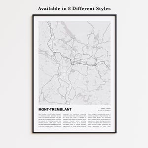 Mont-Tremblant Map Print, Mont-Tremblant Travel Map, Mont-Tremblant Wall Decor Art, Mont-Tremblant Quebec, Housewarming Gift