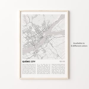 Impressão do mapa da cidade de Québec, mapa de viagem da cidade de Québec, arte de decoração de parede da cidade de Québec, cidade de Québec, Quebec, presente de inauguração de casa