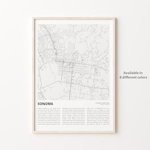 Sonoma Map Print, Sonoma Travel Map, Sonoma Wall Decor Art, Sonoma California, Housewarming Gift