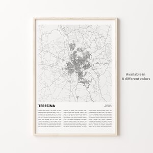 Impresión de mapas de Teresina, Mapa de viajes de Teresina, Arte de decoración de pared de Teresina, Teresina Piauí, Regalo de bienvenida