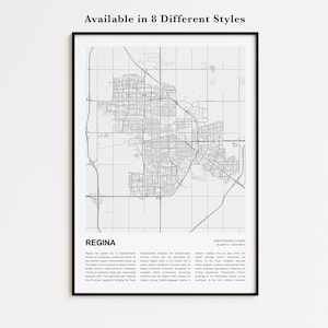 Regina Map Print, Regina Travel Map, Regina Wall Decor Art, Regina Saskatchewan, Housewarming Gift