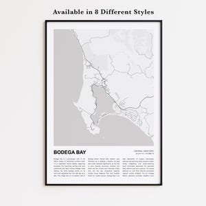 Bodega Bay Map Druck, Bodega Bay Map Print, Bodega Bay Wand Kunst, Bodega Bay California, Housewarming Geschenk