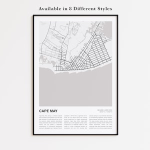 Cape May Map Print, Cape May Travel Map, Cape May Wall Decor Art, Cape May New Jersey, Housewarming Gift