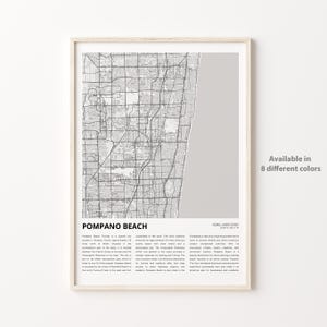 Impresión de mapa de Pompano Beach, mapa de viaje de Pompano Beach, arte de decoración de pared de Pompano Beach, Pompano Beach Florida, regalo de inauguración de la casa