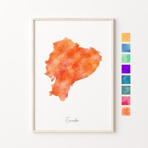 Carte aquarelle de l'Équateur, impression pastel de l'Équateur, art minimal de l'Équateur, art mural de l'Équateur, impression de carte de l'Équateur, cadeau de pendaison de crémaillère, pays de l'Équateur