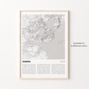 Xiamen Map Print, Xiamen Travel Map, Xiamen Wall Decor Art, Xiamen Fujian, Housewarming Gift