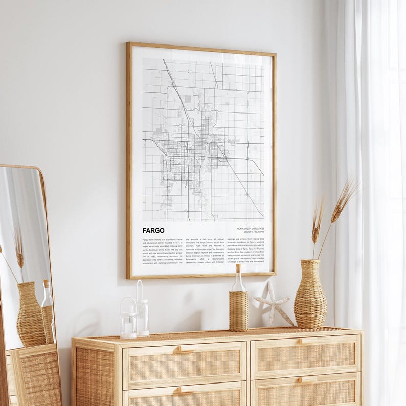 Fargo Map Print, Fargo Travel Map, Fargo Wall Decor Art, Fargo North Dakota, Housewarming Gift image 3