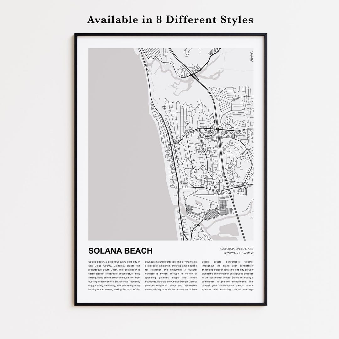 Solana Beach Map Print, Solana Beach Travel Map, Solana Beach Wall Decor  Art, Solana Beach California, Housewarming Gift - Etsy