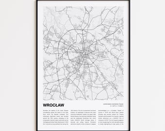 Wrocław Map Print, Wrocław Travel Map, Wrocław Wall Decor Art, Wrocław Lower Silesian Voivodeship, Housewarming Gift