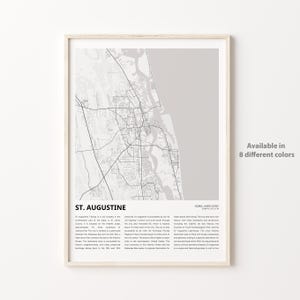 St. Augustine kaart afdrukken, St. Augustine reiskaart, St. Augustine muur decor kunst, St. Augustine, Florida, housewarming cadeau