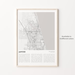 Jupiter Map Print, Jupiter Reisekarte, Jupiter Wanddekor Kunst, Jupiter Florida, Housewarming Geschenk