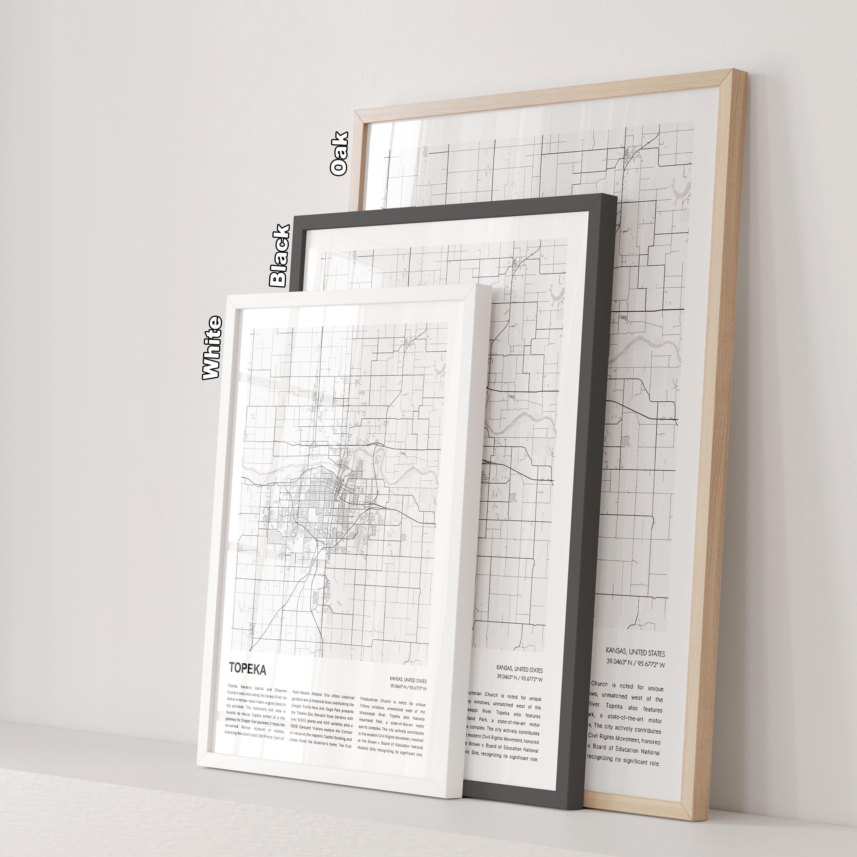 Topke Map Topeka Map Print, Topeka Travel Map, Topeka Wall Decor Art, Topeka ...