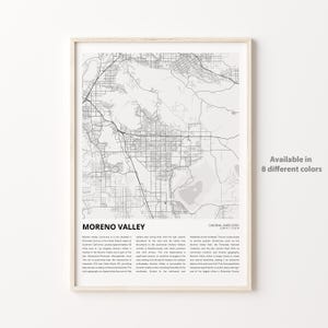 Moreno Valley kaart afdrukken, Moreno Valley reiskaart, Moreno Valley muur decor kunst, Moreno Valley Californië, housewarming cadeau