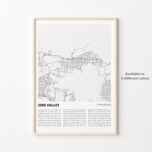 Simi Valley-kaartafdruk, Simi Valley-reiskaart, Simi Valley-muurdecoratiekunst, Simi Valley, Californië, housewarmingcadeau