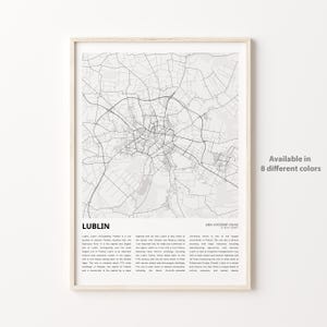 Lublin Map Print, Lublin Travel Map, Lublin Wall Decor Art, Lublin Lublin Voivodeship, Housewarming Gift