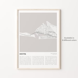 Destin-kaartafdruk, Destin-reiskaart, Destin-muurdecoratiekunst, Destin Florida, housewarmingcadeau