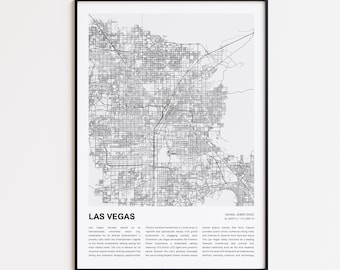 Las Vegas Map Print, Las Vegas Travel Map, Las Vegas Wall Decor Art, Las Vegas Nevada, Housewarming Gift